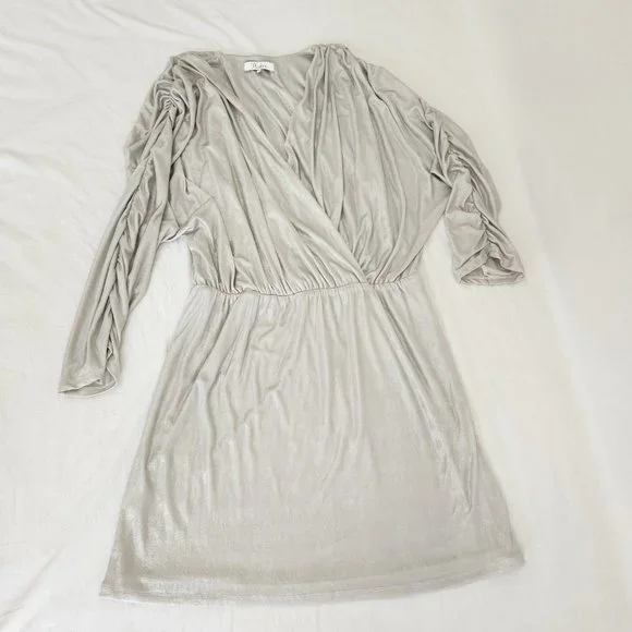 PARKER Silver Metallic Flattering Cocktail Mini Dress Size M NEW NO TAGS! - Picture 7 of 16